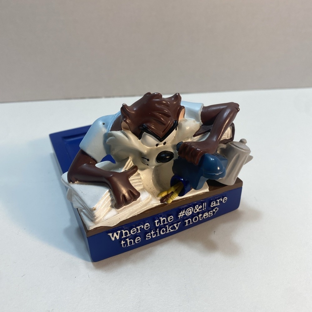 Taz Looney Tunes Sticky Notes Pen Pencil Holder Tasmanian Devil Warner Bros VTG